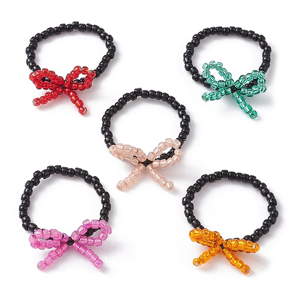 PandaHall Glass Seed Beaded Bowknot Stretch Finger Rings, Mixed Color, Inner Diameter: 18mm Glass Bowknot Multicolor
PandaHall Glass Seed Beaded Bowknot Stretch Finger Rings, Mixed Color, Inner Diameter: 18mm Glass Bowknot Multicolor
