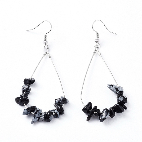 PandaHall Dangle Earrings, with Natural Snowflake Obsidian Chips, Platinum Plated Brass Earring Hooks and teardrop, Pendants, 71~75mm...
PandaHall Dangle Earrings, with Natural Snowflake Obsidian Chips, Platinum Plated Brass Earring Hooks and teardrop, Pendants, 71~75mm...