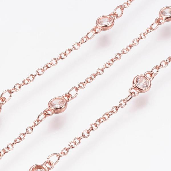 PandaHall Handmade Brass Cubic Zirconia Chains, Soldered, Long-Lasting Plated, Real Rose Gold Plated, 8x4x2mm Brass+Cubic Zirconia
PandaHall Handmade Brass Cubic Zirconia Chains, Soldered, Long-Lasting Plated, Real Rose Gold Plated, 8x4x2mm Brass+Cubic Zirconia