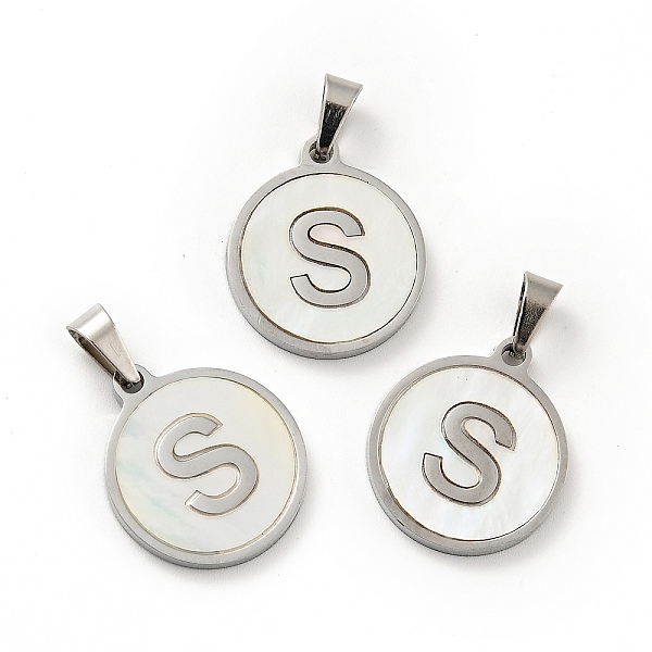 PandaHall 304 Stainless Steel with White Shell Pendants, Stainless Steel Color, Flat Round with Letter Charm, Letter.S, 18x16x1.5mm, Hole...
PandaHall 304 Stainless Steel with White Shell Pendants, Stainless Steel Color, Flat Round with Letter Charm, Letter.S, 18x16x1.5mm, Hole...