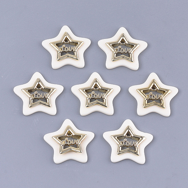 PandaHall Opaque Acrylic Pendants, with Alloy Findings, Star with Word Love, Light Gold, Creamy White, 29x30x4mm, Hole: 2mm Alloy+Acrylic...
PandaHall Opaque Acrylic Pendants, with Alloy Findings, Star with Word Love, Light Gold, Creamy White, 29x30x4mm, Hole: 2mm Alloy+Acrylic...