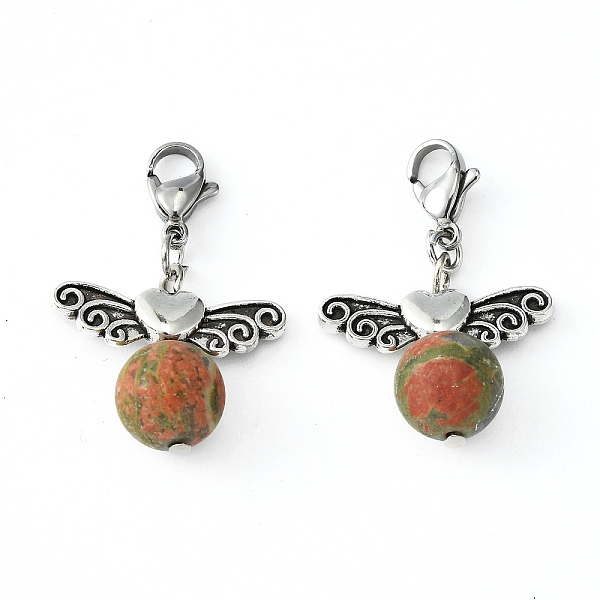 PandaHall Natural Unakite Pendants, with Tibetan Style Beads and Brass Lobster Claw Clasps, 34mm Unakite Round Green
PandaHall Natural Unakite Pendants, with Tibetan Style Beads and Brass Lobster Claw Clasps, 34mm Unakite Round Green
