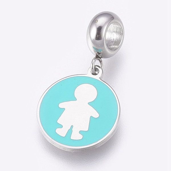 PandaHall 304 Stainless Steel European Dangle Charms, Large Hole Pendants, with Enamel, Flat Round with Boy, Cyan, Stainless Steel Color...
PandaHall 304 Stainless Steel European Dangle Charms, Large Hole Pendants, with Enamel, Flat Round with Boy, Cyan, Stainless Steel Color...