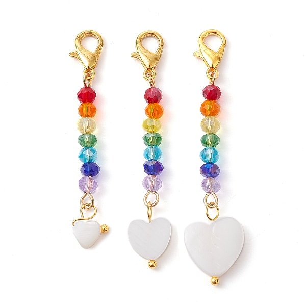 PandaHall Freshwater Shell Pendant Decorations, with Alloy Lobster Claw Clasps & Glass Beads, Heart, 48~57mm, 3pcs/set Shell Heart
PandaHall Freshwater Shell Pendant Decorations, with Alloy Lobster Claw Clasps & Glass Beads, Heart, 48~57mm, 3pcs/set Shell Heart