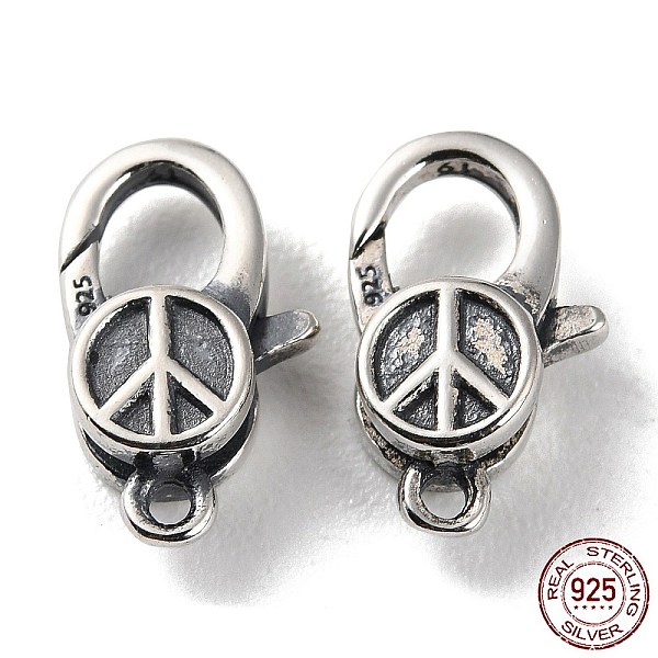 PandaHall 925 Thailand Sterling Silver Lobster Claw Clasps, Peace Sign, with 925 Stamp, Antique Silver, 12.5x7.5x4mm, Hole: 1.2mm Sterling...
PandaHall 925 Thailand Sterling Silver Lobster Claw Clasps, Peace Sign, with 925 Stamp, Antique Silver, 12.5x7.5x4mm, Hole: 1.2mm Sterling...