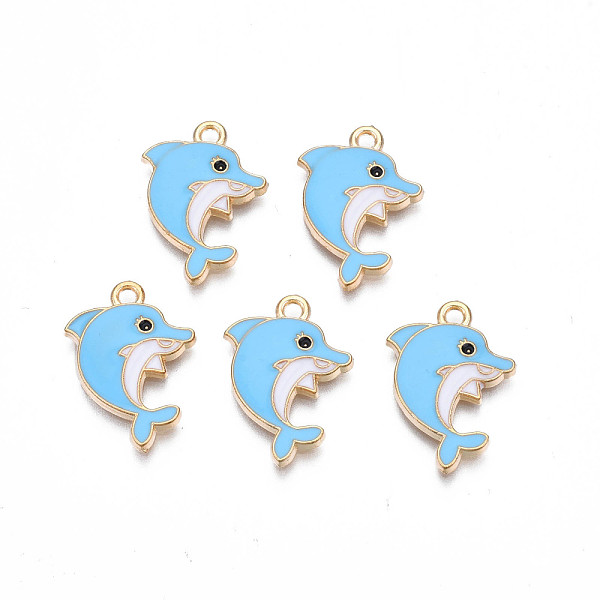PandaHall Alloy Enamel Pendants, Cadmium Free & Nickel Free & Lead Free, Light Gold, Dolphin, Light Sky Blue, 21x15x2mm, Hole: 1.8mm...
PandaHall Alloy Enamel Pendants, Cadmium Free & Nickel Free & Lead Free, Light Gold, Dolphin, Light Sky Blue, 21x15x2mm, Hole: 1.8mm...