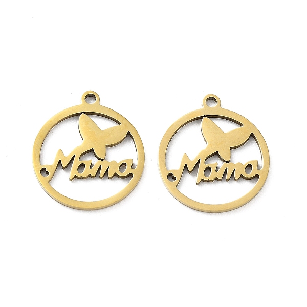 PandaHall Mother's Day Ion Plating(IP) 201 Stainless Steel Pendants, Laser Cut, Ring with Butterfly & Word Mama Charm, Golden, 18x15x1mm...
PandaHall Mother's Day Ion Plating(IP) 201 Stainless Steel Pendants, Laser Cut, Ring with Butterfly & Word Mama Charm, Golden, 18x15x1mm...