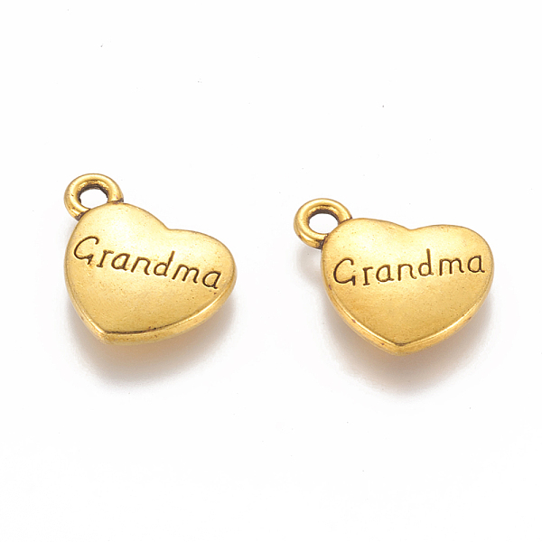 PandaHall Tibetan Style Alloy Pendants, Heart with Word Grandma, Cadmium Free & Lead Free, Antique Golden, 16x17x3mm, Hole: 2mm Alloy Heart
PandaHall Tibetan Style Alloy Pendants, Heart with Word Grandma, Cadmium Free & Lead Free, Antique Golden, 16x17x3mm, Hole: 2mm Alloy Heart