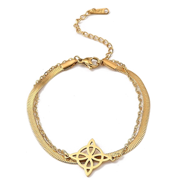 PandaHall 304 Stainless Steel Trinity Knot 2-Strand Square Snake Chains Bracelets for Women, Golden, 6-5/8 inch(16.9cm) 304 Stainless Steel
PandaHall 304 Stainless Steel Trinity Knot 2-Strand Square Snake Chains Bracelets for Women, Golden, 6-5/8 inch(16.9cm) 304 Stainless Steel