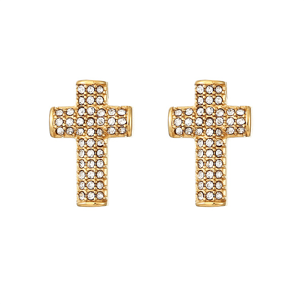 PandaHall Cross Stainless Steel Crystal Rhinestone Stud Earrings for Women, Golden Stainless Steel Cross Clear
PandaHall Cross Stainless Steel Crystal Rhinestone Stud Earrings for Women, Golden Stainless Steel Cross Clear