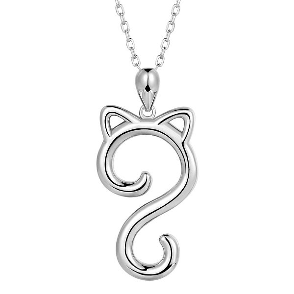 PandaHall Rhodium Plated 925 Sterling Silver Cat Pendant Necklace for Women, Platinum, 15.35 inch(39cm) Sterling Silver
PandaHall Rhodium Plated 925 Sterling Silver Cat Pendant Necklace for Women, Platinum, 15.35 inch(39cm) Sterling Silver