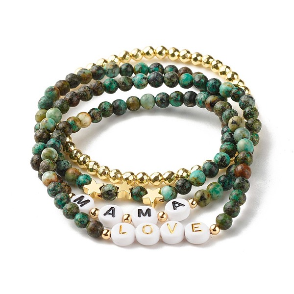 PandaHall Love Mama Beads Stacking Stretch Bracelets Set for Mother's Day, Natural African Turquoise(Jasper) & Synthetic Hematite Round...
PandaHall Love Mama Beads Stacking Stretch Bracelets Set for Mother's Day, Natural African Turquoise(Jasper) & Synthetic Hematite Round...