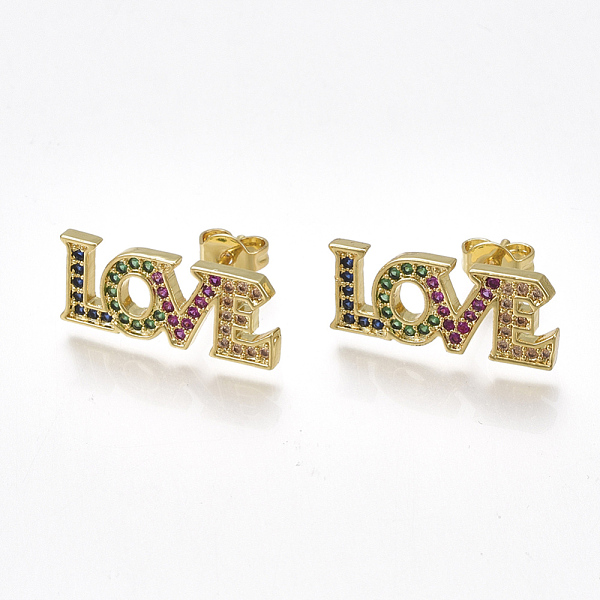 PandaHall Brass Cubic Zirconia Stud Crawler Earrings, Climber Earrings, with Ear Nuts, Word LOVE, Golden, 8x19.5mm, Pin: 0.7mm Cubic...
PandaHall Brass Cubic Zirconia Stud Crawler Earrings, Climber Earrings, with Ear Nuts, Word LOVE, Golden, 8x19.5mm, Pin: 0.7mm Cubic...
