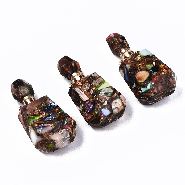 PandaHall Assembled Synthetic Bronzite and Imperial Jasper Openable Perfume Bottle Pendants, with Light Gold Brass Findings, Dyed, Colorful...
PandaHall Assembled Synthetic Bronzite and Imperial Jasper Openable Perfume Bottle Pendants, with Light Gold Brass Findings, Dyed, Colorful...