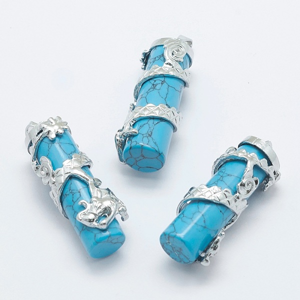 PandaHall Synthetic Turquoise Pendants, with Brass Findings, Column with Dragon, Platinum, Dyed, 40.5~41.5x14x15mm, Hole: 3.5x5mm Synthetic...
PandaHall Synthetic Turquoise Pendants, with Brass Findings, Column with Dragon, Platinum, Dyed, 40.5~41.5x14x15mm, Hole: 3.5x5mm Synthetic...