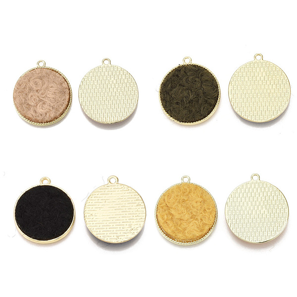 PandaHall Alloy Pendants, with Cashmere Cloth, Flat Round, Light Gold, Mixed Color, 27.5x24x2mm, Hole: 1.8mm Cloth Flat Round Multicolor
PandaHall Alloy Pendants, with Cashmere Cloth, Flat Round, Light Gold, Mixed Color, 27.5x24x2mm, Hole: 1.8mm Cloth Flat Round Multicolor