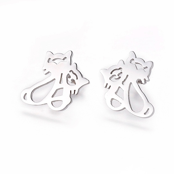 PandaHall 304 Stainless Steel Kitten Stud Earrings, Hypoallergenic Earrings, with Ear Nuts/Earring Back, Hollow Cat, Stainless Steel Color...
PandaHall 304 Stainless Steel Kitten Stud Earrings, Hypoallergenic Earrings, with Ear Nuts/Earring Back, Hollow Cat, Stainless Steel Color...