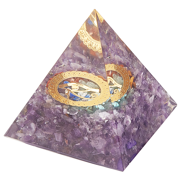 PandaHall Orgonite Pyramid, Resin Pointed Home Display Decorations, with Brass Findings and Chip Natural Amethyst Inside, 61x61x61mm..., Purple
PandaHall Orgonite Pyramid, Resin Pointed Home Display Decorations, with Brass Findings and Chip Natural Amethyst Inside, 61x61x61mm..., Purple