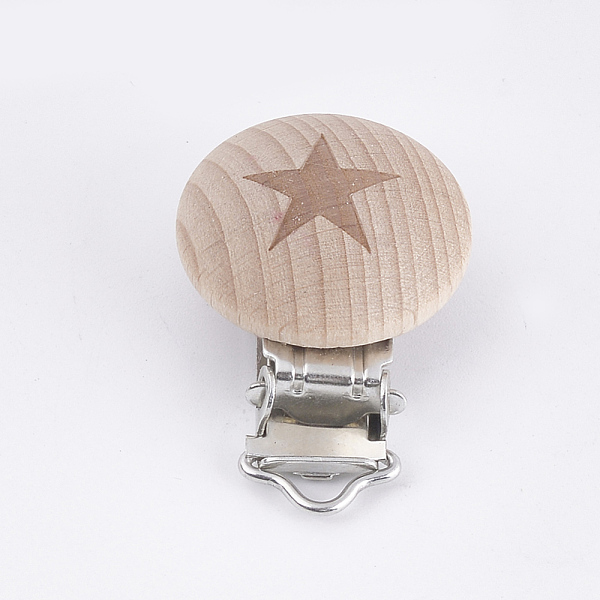 PandaHall Beech Wood Baby Pacifier Holder Clips, with Iron Clips, Flat Round with Star, Platinum, BurlyWood, 45x30x18mm, Hole: 3.5x6mm Wood..., Orange
PandaHall Beech Wood Baby Pacifier Holder Clips, with Iron Clips, Flat Round with Star, Platinum, BurlyWood, 45x30x18mm, Hole: 3.5x6mm Wood..., Orange