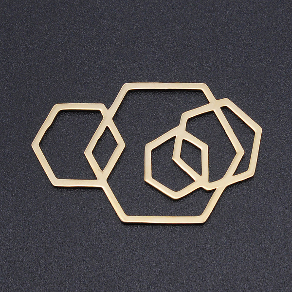 PandaHall 201 Stainless Steel Filigree Joiners Links, Hexagon, Golden, 40x25x1mm 201 Stainless Steel Hexagon
PandaHall 201 Stainless Steel Filigree Joiners Links, Hexagon, Golden, 40x25x1mm 201 Stainless Steel Hexagon