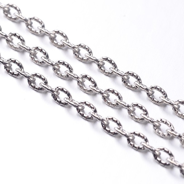 PandaHall Nickel Free Iron Textured Cable Chains, Unwelded, with Spool, Oval, Platinum Color, 4x3x1mm, about 328.08 Feet(100m)/roll Iron
PandaHall Nickel Free Iron Textured Cable Chains, Unwelded, with Spool, Oval, Platinum Color, 4x3x1mm, about 328.08 Feet(100m)/roll Iron
