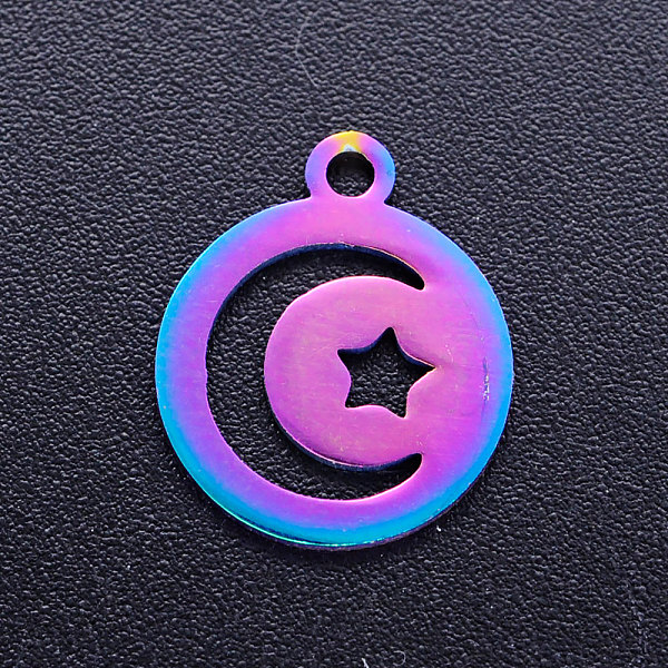 PandaHall Ion Plating(IP) 201 Stainless Steel Charms, Flat Round with Moon and Star, Rainbow Color, 14x12x1mm, Hole: 1.5mm 201 Stainless...
PandaHall Ion Plating(IP) 201 Stainless Steel Charms, Flat Round with Moon and Star, Rainbow Color, 14x12x1mm, Hole: 1.5mm 201 Stainless...