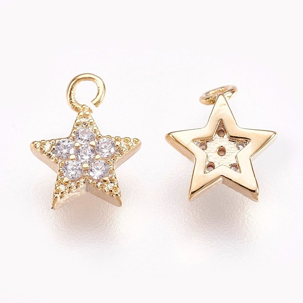 PandaHall Brass Micro Pave Cubic Zirconia Charms, Nickel Free, Star, Clear, Real 18K Gold Plated, 8x6.5x2mm, Hole: 1.2mm Brass+Cubic...
PandaHall Brass Micro Pave Cubic Zirconia Charms, Nickel Free, Star, Clear, Real 18K Gold Plated, 8x6.5x2mm, Hole: 1.2mm Brass+Cubic...