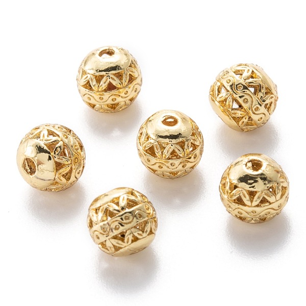 PandaHall Alloy Hollow Beads, Round, Cadmium Free & Lead Free, Real 18K Gold Plated, 8x7~8mm, Hole: 1.5~2mm Alloy Round
PandaHall Alloy Hollow Beads, Round, Cadmium Free & Lead Free, Real 18K Gold Plated, 8x7~8mm, Hole: 1.5~2mm Alloy Round