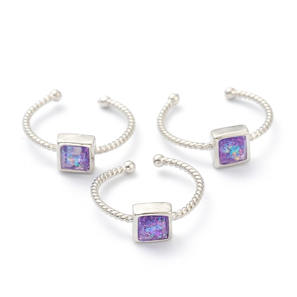PandaHall Synthetic Opal Cuff Rings, Open Rings, with Brass Findings, Square, Real Platinum Plated, Purple, US Size 5, Inner Diameter: 16mm...
PandaHall Synthetic Opal Cuff Rings, Open Rings, with Brass Findings, Square, Real Platinum Plated, Purple, US Size 5, Inner Diameter: 16mm...