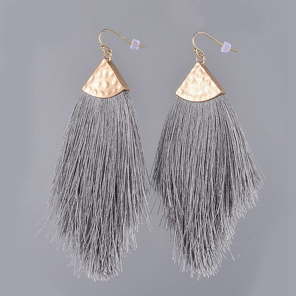 PandaHall Polyester Tassel Dangle Earrings, with Brass Earring Hooks and Plastic Ear Nuts, Golden, Gray, 114mm, Pin: 0.6mm Polyester Gray
PandaHall Polyester Tassel Dangle Earrings, with Brass Earring Hooks and Plastic Ear Nuts, Golden, Gray, 114mm, Pin: 0.6mm Polyester Gray