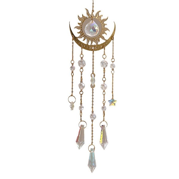 PandaHall Metal Sun/Moon Pendant Decorations, Hanging Suncatchers, with Glass Cone/Teardrop Charms, for Outdoor Garden Decorations, Clear AB..., White
PandaHall Metal Sun/Moon Pendant Decorations, Hanging Suncatchers, with Glass Cone/Teardrop Charms, for Outdoor Garden Decorations, Clear AB..., White
