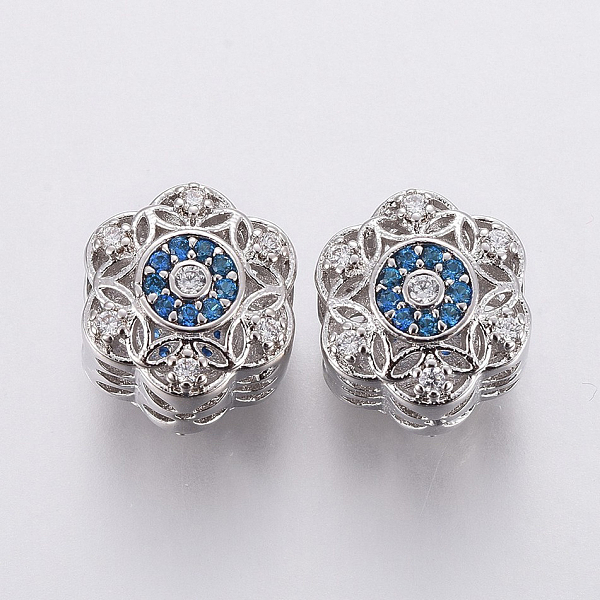 PandaHall Brass Micro Pave Cubic Zirconia European Beads, Large Hole Beads, Flower, Clear & Blue, Platinum, 11x10x8.5mm, Hole: 4mm...
PandaHall Brass Micro Pave Cubic Zirconia European Beads, Large Hole Beads, Flower, Clear & Blue, Platinum, 11x10x8.5mm, Hole: 4mm...