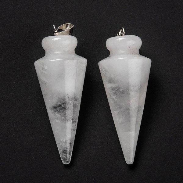 PandaHall Natural Quartz Crystal Pendants, Rock Crystal Pendants, with Platinum Brass Findings, Cone, 40~44x15~16mm, Hole: 3x7mm Quartz...
PandaHall Natural Quartz Crystal Pendants, Rock Crystal Pendants, with Platinum Brass Findings, Cone, 40~44x15~16mm, Hole: 3x7mm Quartz...