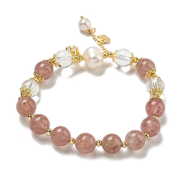 PandaHall Round Natural Strawberry Quartz & Quartz Crystal Beaded Stretch Bracelets, Natural Pearl Bracelets for Women, Real 14K Gold Plated...
PandaHall Round Natural Strawberry Quartz & Quartz Crystal Beaded Stretch Bracelets, Natural Pearl Bracelets for Women, Real 14K Gold Plated...
