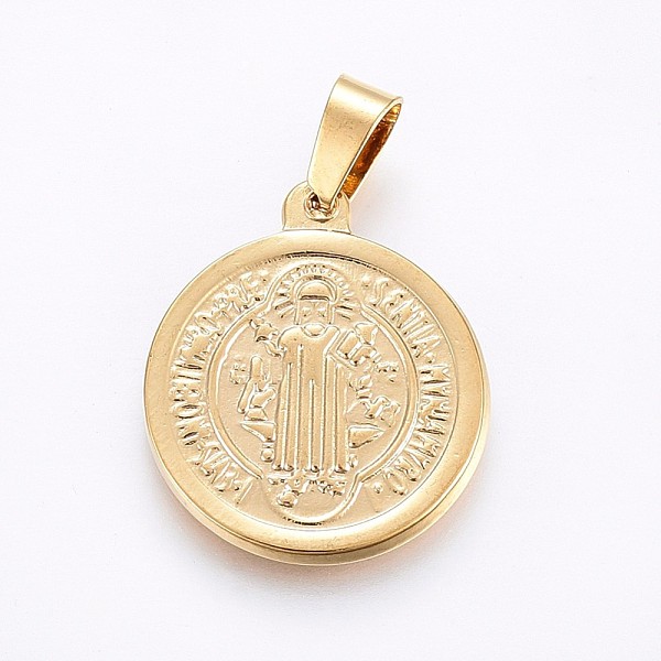 PandaHall Vacuum Plating 304 Stainless Steel Pendants, Religion, Flat Round with Saint Benedict, Golden, 24x20x2mm, Hole: 7x4mm 304...
PandaHall Vacuum Plating 304 Stainless Steel Pendants, Religion, Flat Round with Saint Benedict, Golden, 24x20x2mm, Hole: 7x4mm 304...