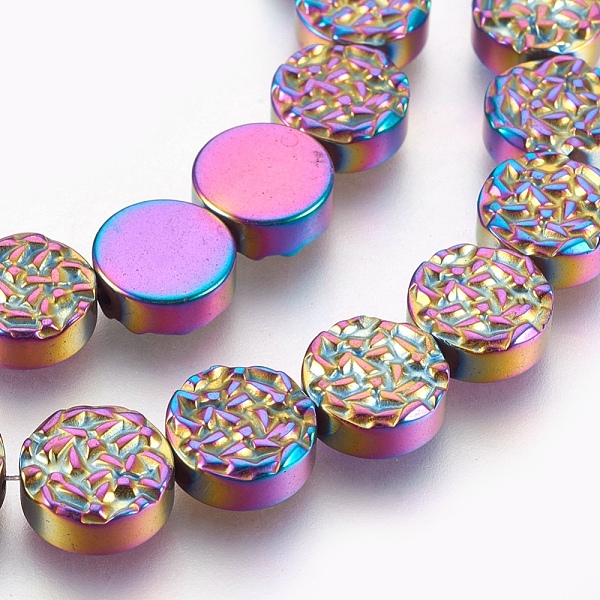 PandaHall Electroplated Non-magnetic Synthetic Hematite Beads Strands, Textured Flat Round, Multi-color Plated, 10x4mm, Hole: 1mm, about...
PandaHall Electroplated Non-magnetic Synthetic Hematite Beads Strands, Textured Flat Round, Multi-color Plated, 10x4mm, Hole: 1mm, about...