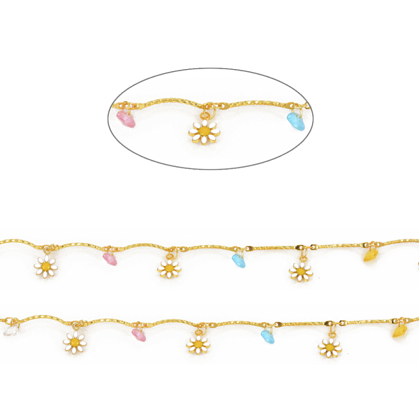 PandaHall 3.28 Feet Handmade Brass Scalloped Bar Chains, Soldered, with Glass Beads & Enameled Flower Charms, Long-Lasting Plated, Real 18K...
PandaHall 3.28 Feet Handmade Brass Scalloped Bar Chains, Soldered, with Glass Beads & Enameled Flower Charms, Long-Lasting Plated, Real 18K...
