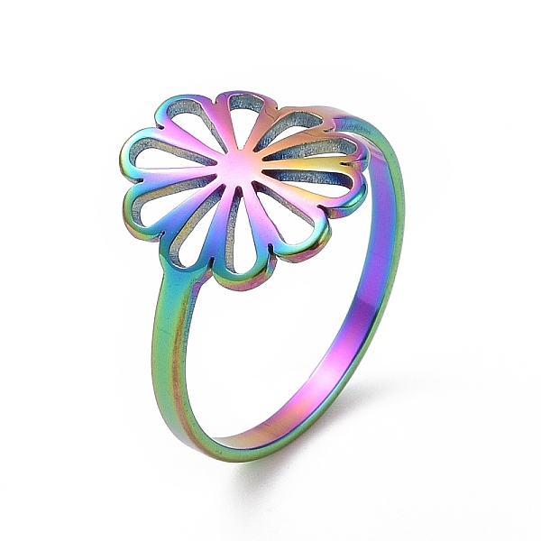 PandaHall Ion Plating(IP) 201 Stainless Steel Flower Finger Ring, Hollow Wide Ring for Women, Rainbow Color, US Size 6 1/2(16.9mm) 201...
PandaHall Ion Plating(IP) 201 Stainless Steel Flower Finger Ring, Hollow Wide Ring for Women, Rainbow Color, US Size 6 1/2(16.9mm) 201...