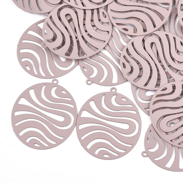 PandaHall 430 Stainless Steel Filigree Pendants, Spray Painted, Etched Metal Embellishments, Oval, Pink, 30x25x0.3mm, Hole: 1.2mm 430...
PandaHall 430 Stainless Steel Filigree Pendants, Spray Painted, Etched Metal Embellishments, Oval, Pink, 30x25x0.3mm, Hole: 1.2mm 430...