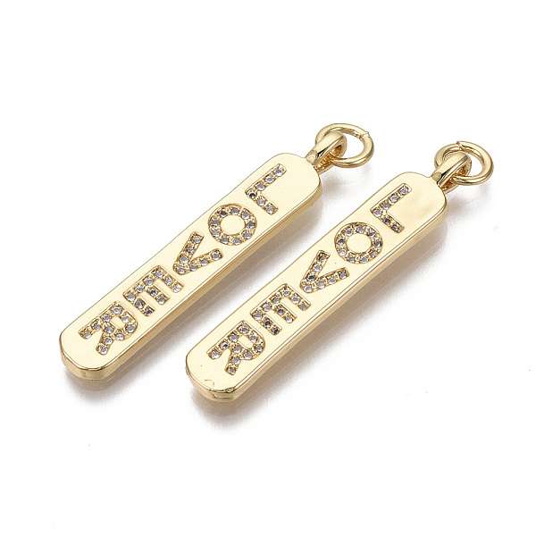 PandaHall Brass Micro Pave Clear Cubic Zirconia Pendants, for Valentine's Day, with Jump Ring, Rectangle with Word LOVER, Nickel Free, Real...
PandaHall Brass Micro Pave Clear Cubic Zirconia Pendants, for Valentine's Day, with Jump Ring, Rectangle with Word LOVER, Nickel Free, Real...