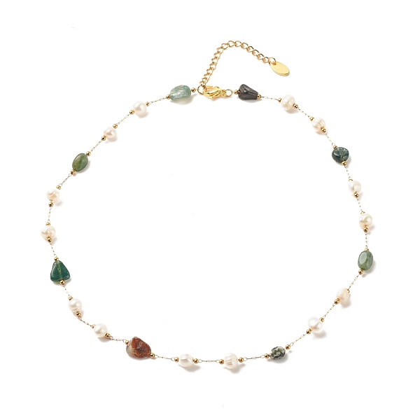 PandaHall Natural Moss Agate & Pearl Beaded Necklace, Gold Plated Stainless Steel Jewelry for Women, 15.98~16.14 inch(40.6~41cm) Moss Agate
PandaHall Natural Moss Agate & Pearl Beaded Necklace, Gold Plated Stainless Steel Jewelry for Women, 15.98~16.14 inch(40.6~41cm) Moss Agate