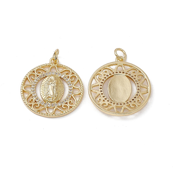 PandaHall Brass Clear Cubic Zirconia Pendants, with Jump Ring, Flat Round with Virgin Mary Charms, Real 18K Gold Plated, 24x21x3mm, Hole...
PandaHall Brass Clear Cubic Zirconia Pendants, with Jump Ring, Flat Round with Virgin Mary Charms, Real 18K Gold Plated, 24x21x3mm, Hole...
