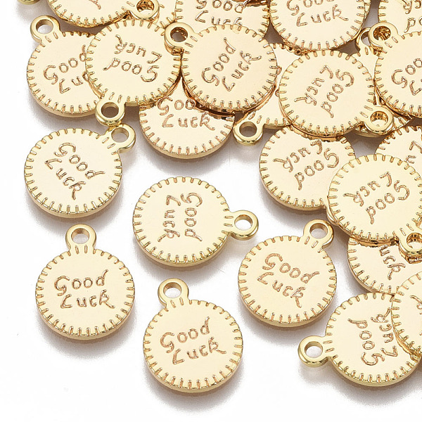 PandaHall Brass Charms, Nickel Free, Flat Round with Word Good Luck, Real 18K Gold Plated, 13.5x10.5x1.5mm, Hole: 1.5mm Brass Flat Round
PandaHall Brass Charms, Nickel Free, Flat Round with Word Good Luck, Real 18K Gold Plated, 13.5x10.5x1.5mm, Hole: 1.5mm Brass Flat Round