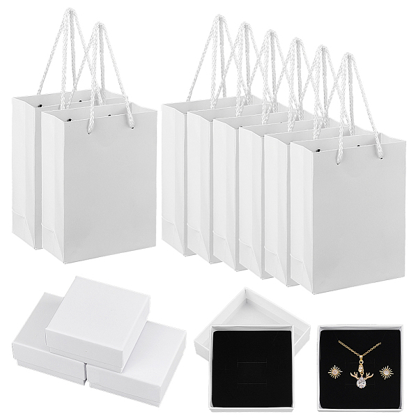 PandaHall 8 Pcs Square Paper Gift Boxes and 8 Pcs Paper Gift Tote Bags(White), Bracelet Necklace Earrings Gift Boxes for Anniversaries...
PandaHall 8 Pcs Square Paper Gift Boxes and 8 Pcs Paper Gift Tote Bags(White), Bracelet Necklace Earrings Gift Boxes for Anniversaries...