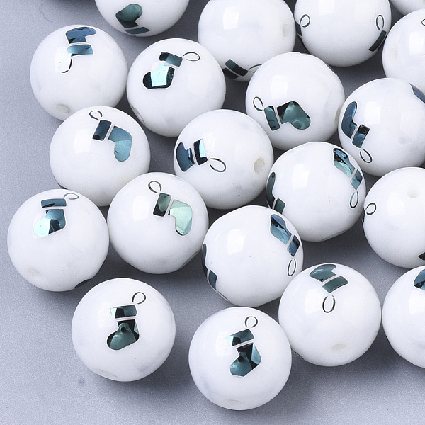 PandaHall Christmas Opaque Glass Beads, Round with Electroplate Christmas Sock Pattern, Green Plated, 10mm, Hole: 1.2mm Glass Round White
PandaHall Christmas Opaque Glass Beads, Round with Electroplate Christmas Sock Pattern, Green Plated, 10mm, Hole: 1.2mm Glass Round White