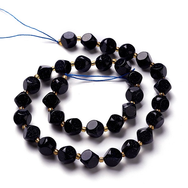PandaHall Synthetic Blue Goldstone Beads Strand, with Seed Beads, Six Sided Celestial Dice, 5.5~6x5.5~6x5.5~6mm, Hole: 0.5mm, about...
PandaHall Synthetic Blue Goldstone Beads Strand, with Seed Beads, Six Sided Celestial Dice, 5.5~6x5.5~6x5.5~6mm, Hole: 0.5mm, about...