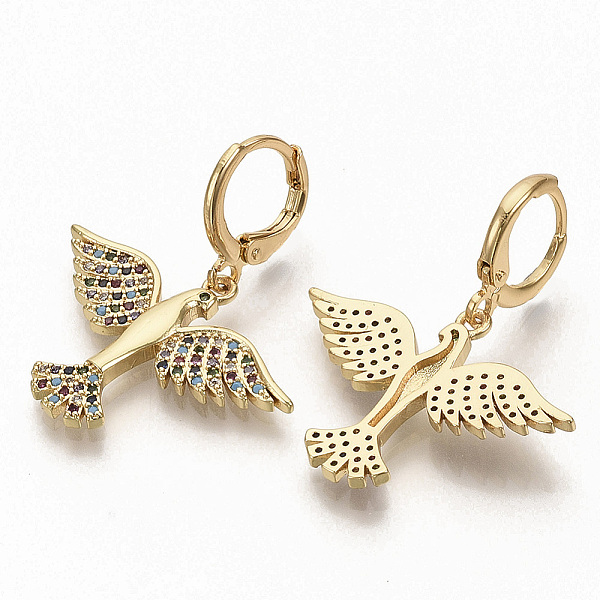 PandaHall Brass Micro Pave Colorful Cubic Zirconia Dangle Hoop Earrings, Pigeon, Real 16K Gold Plated, 34mm, Pin: 1mm Cubic Zirconia
PandaHall Brass Micro Pave Colorful Cubic Zirconia Dangle Hoop Earrings, Pigeon, Real 16K Gold Plated, 34mm, Pin: 1mm Cubic Zirconia