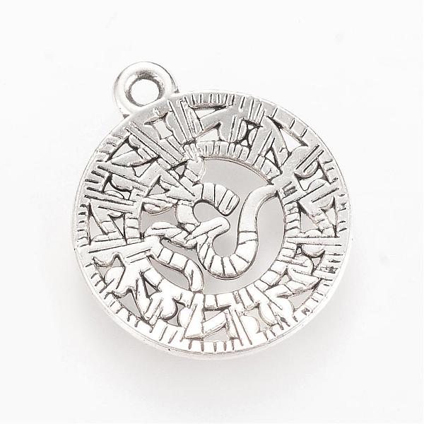 PandaHall Tibetan Style Alloy Pendants, Flat Round with Om Symbol, Cadmium Free & Lead Free, Antique Silver, 22x19x3mm, Hole: 2mm, about...
PandaHall Tibetan Style Alloy Pendants, Flat Round with Om Symbol, Cadmium Free & Lead Free, Antique Silver, 22x19x3mm, Hole: 2mm, about...