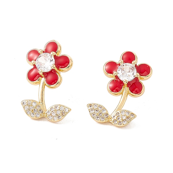 PandaHall Enamel Flower of Life Stud Earrings with Clear Cubic Zirconia, Rack Plating Brass Jewelry for Women, Real 18K Gold Plated, Cadmium..., Red
PandaHall Enamel Flower of Life Stud Earrings with Clear Cubic Zirconia, Rack Plating Brass Jewelry for Women, Real 18K Gold Plated, Cadmium..., Red
