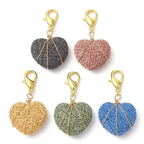 PandaHall Golden Tone Copper Wire Wrapped Natural Lava Rock Pendant Decoration, with Alloy Clasp, Mixed Color, 44.5~46mm Lava Rock Heart..., Multicolor
PandaHall Golden Tone Copper Wire Wrapped Natural Lava Rock Pendant Decoration, with Alloy Clasp, Mixed Color, 44.5~46mm Lava Rock Heart..., Multicolor